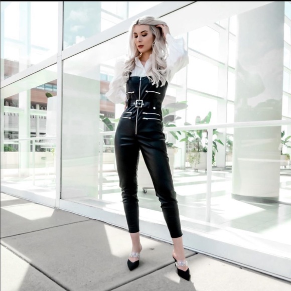 WeWoreWhat Vegan Leather Overalls - Picture 12 of 14